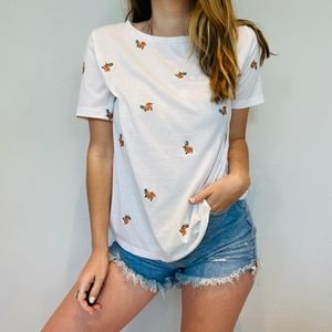 White floral embroidered tee